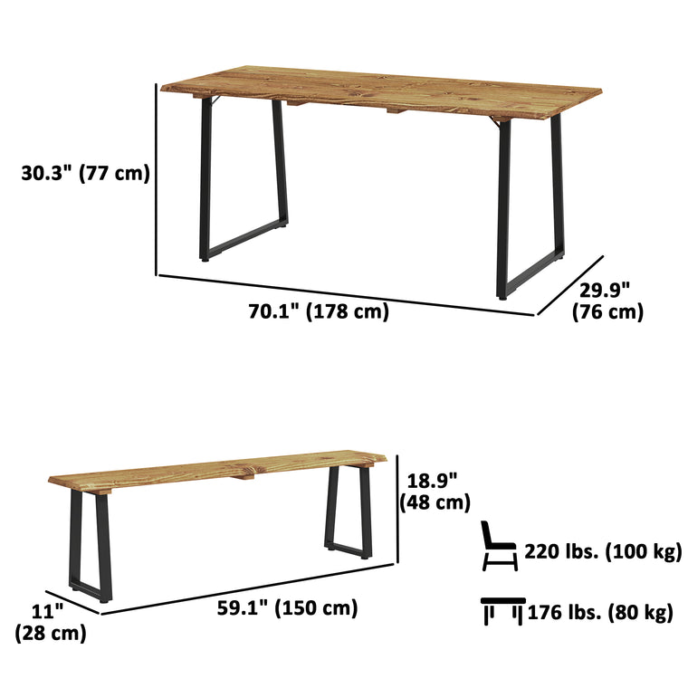 6-Person Picnic Table & Bench Set with Umbrella Hole