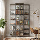 6-Tier L-Shaped Bookshelf, Freestanding Corner Bookcase with Metal Frame, Rustic Brown