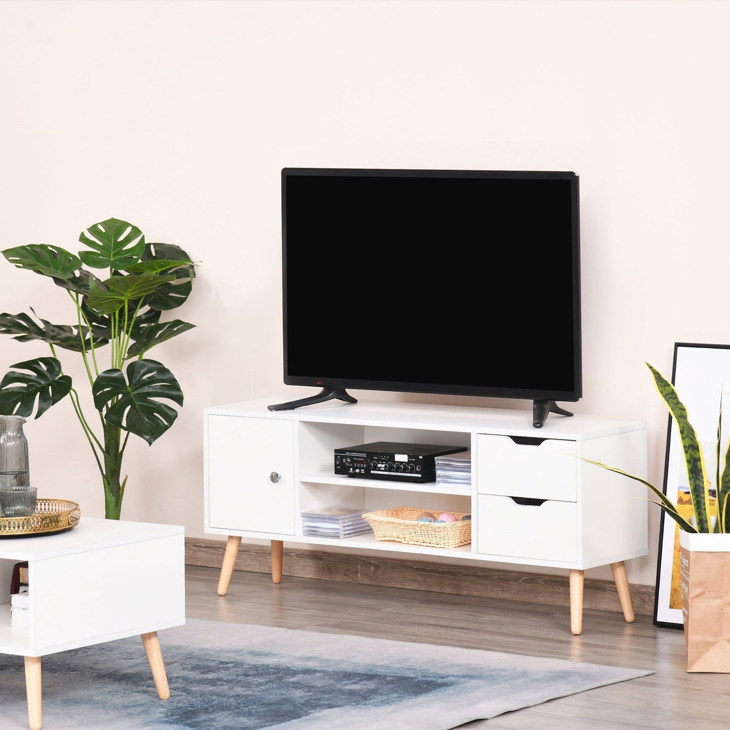 TV Stand for TVs up to 50" with Drawers - White