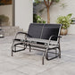 Patio Double Glider Bench Swing Chair Rocker Heavy-Duty Loveseat Outdoor Garden Rocking Bench Steel Frame Sling Fabric Seat Black