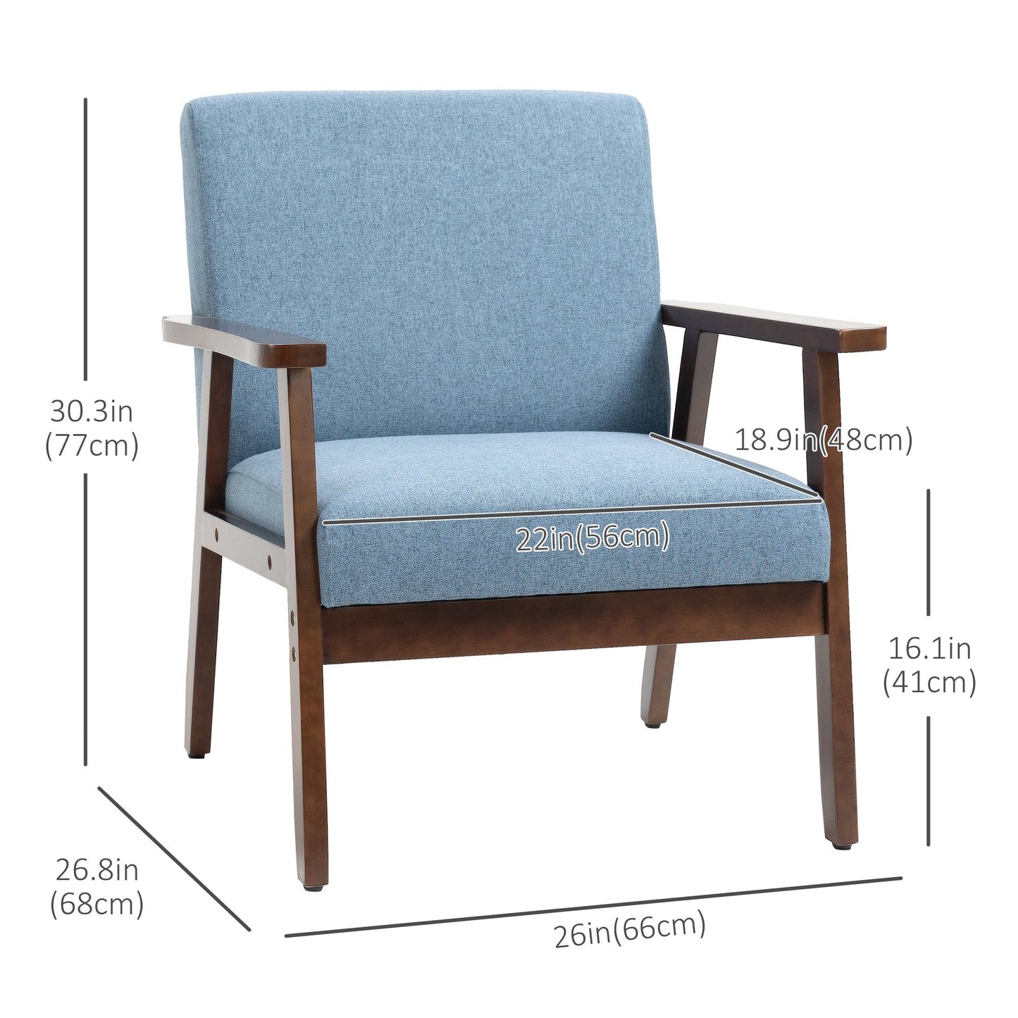 Linen-Feel Cushioned Accent Chair - Blue