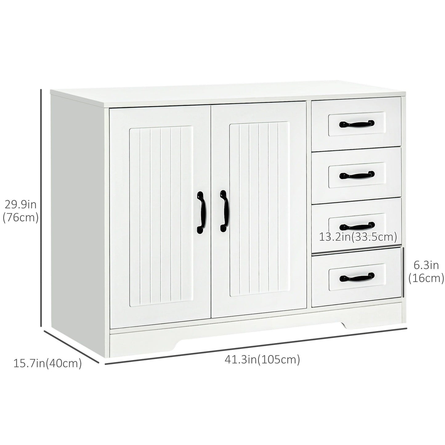 Sideboard Buffet with Beadboard Doors and Drawers - White