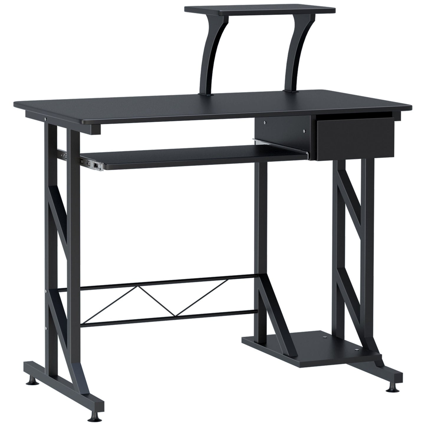 Computer Desk with Keyboard Tray, Writing Desk with Drawer, Workstation for Home Office, Black (35.4"Lx19.7"Wx39.4"H)