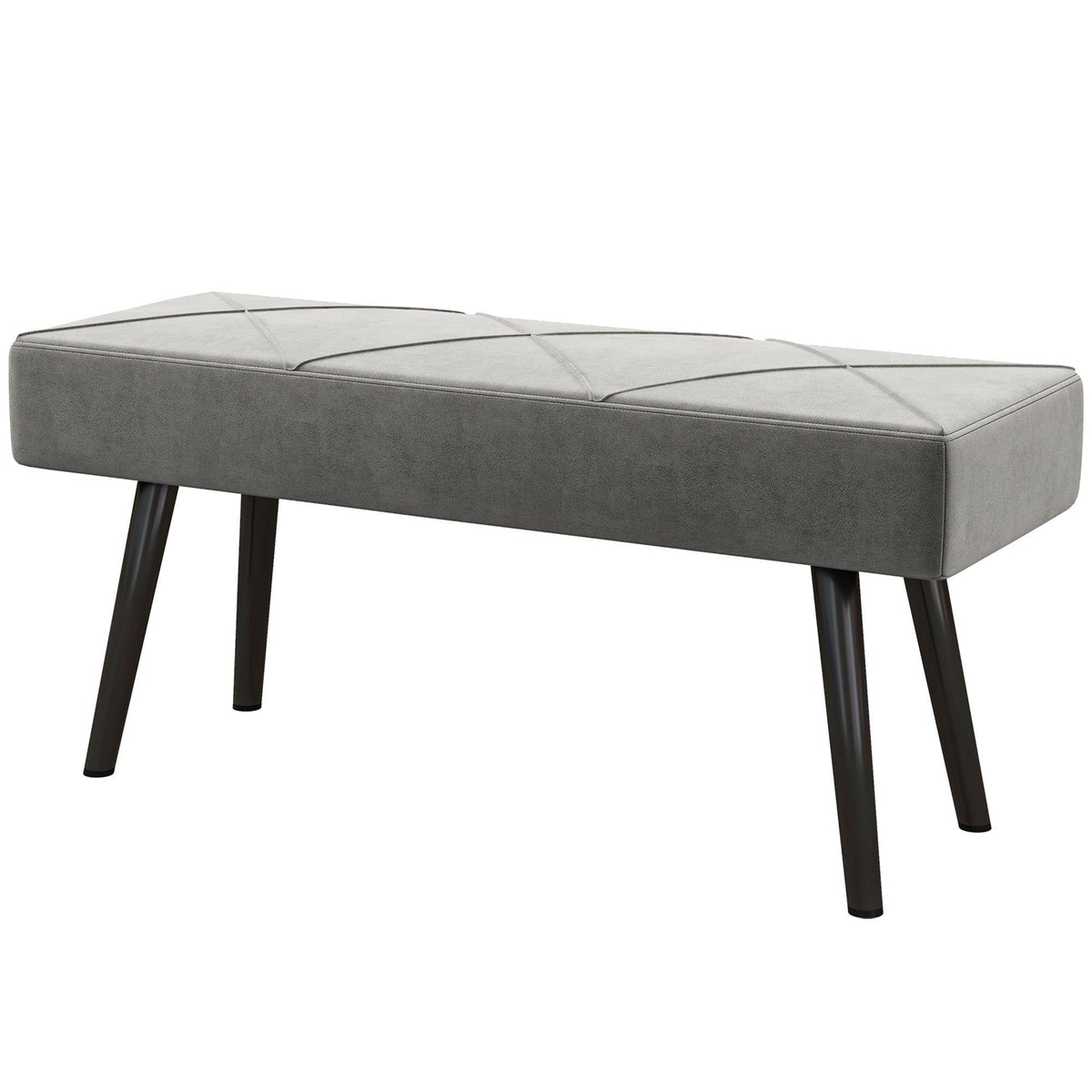 39" Upholstered End-of-Bed Bench with Steel Legs - Grey