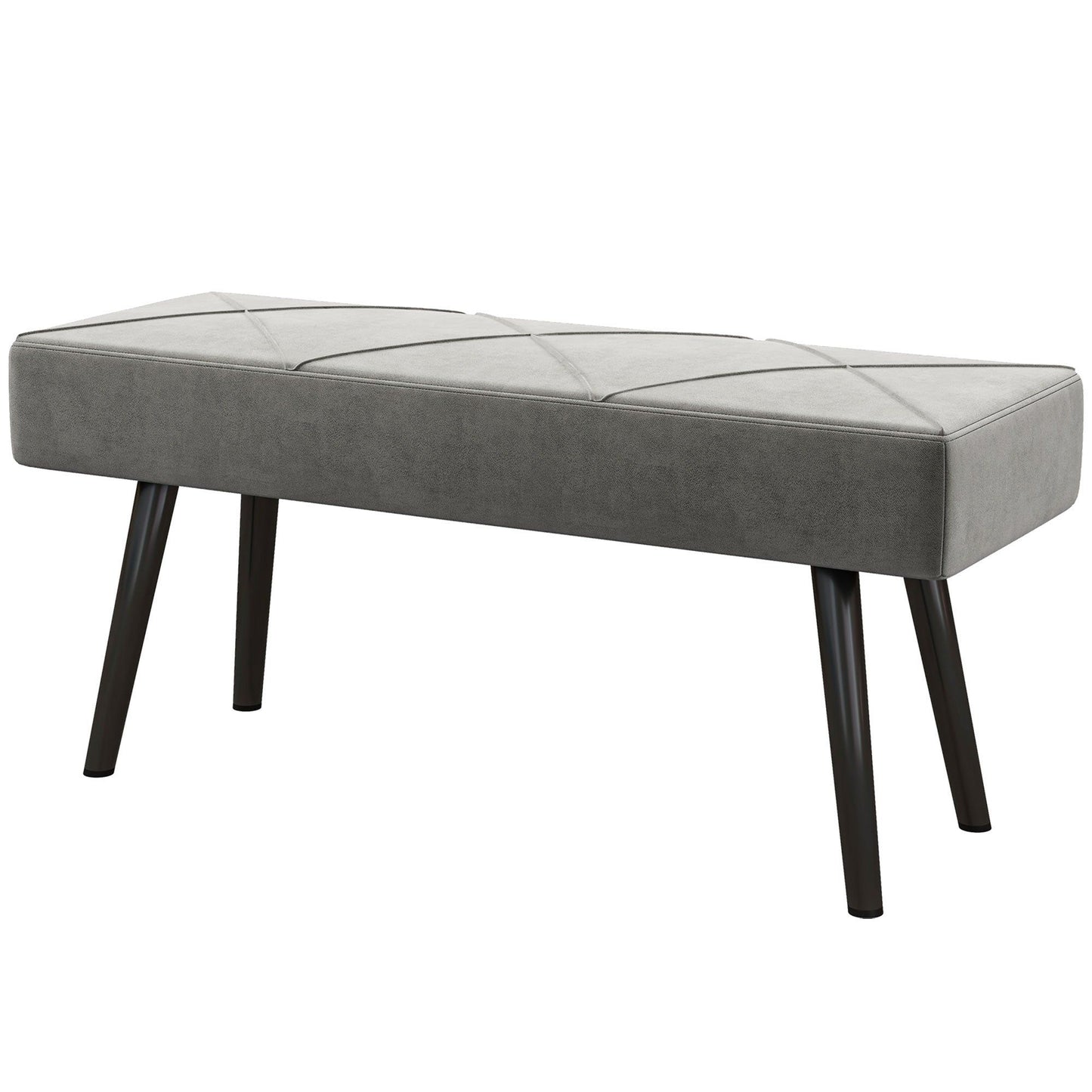 39" Upholstered End-of-Bed Bench with Steel Legs - Grey