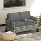 2 Seater Rattan Outdoor Sofa, Patio Couch Loveseat with Cushions and Armrests for Garden, Balcony, Dark Grey
