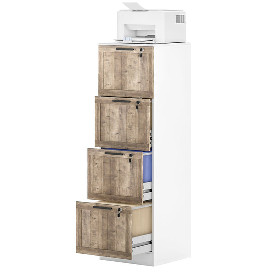 4-Drawer Farmhouse Filing Cabinet with Lock - White