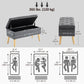 Velvet Storage Ottoman Bench with Wood Legs - Charcoal Grey