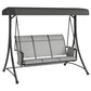 3 Person Outdoor Porch Swing Chair with Adjustable Canopy, Mixed Grey