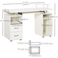 Computer Desk with Keyboard Tray and Drawers - White