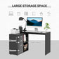 L-Shaped Corner Straight Writing Desk with Storage Shelf, Drawer, Home Office PC Table Computer Workstation, Black