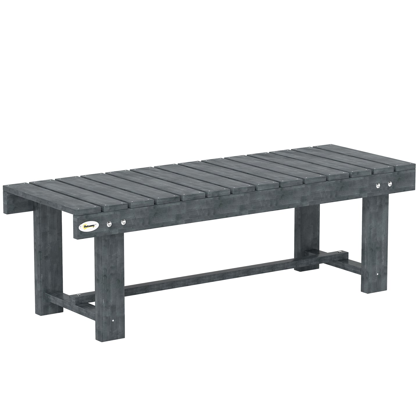 Outdoor Garden Bench, Backless Patio Fir Wood Stool, Armless Loveseat, 43.25" x 15" x 13.75", Grey