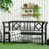 Wooden Outdoor Bench, 3 Person Patio Garden Bench with Diamond Pattern Backrest, Slatted Seat, 792 LBS Capacity, Black