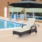 Wicker Chaise Lounge, Outdoor Lounge Chair, PE Rattan Patio Sun lounger with Head-rest, 5-Level Height Adjust Backrest, Cushion & Wheels, Deep Coffee and Cream White