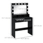 Vanity Table, Makeup Dressing Table with LED Lighting Mirror, Drawers, for Bedroom, Black