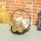 16" Firewood Log Rack Curved Fireplace Log Holder Wood Storage Basket Carrier with Flexible Handle, for Outdoor and Indoor Use, Black