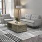55" Loveseat Sofa, Linen Love Seat w/ S spring, Steel Legs and Button Tufting, Small Couch for Living Room, Grey