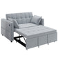 3‑in‑1 Convertible Sofa Bed, Pull Out Sleeper Sofa with USB Charging, Adjustable Backrest, Side Pockets, Light Grey
