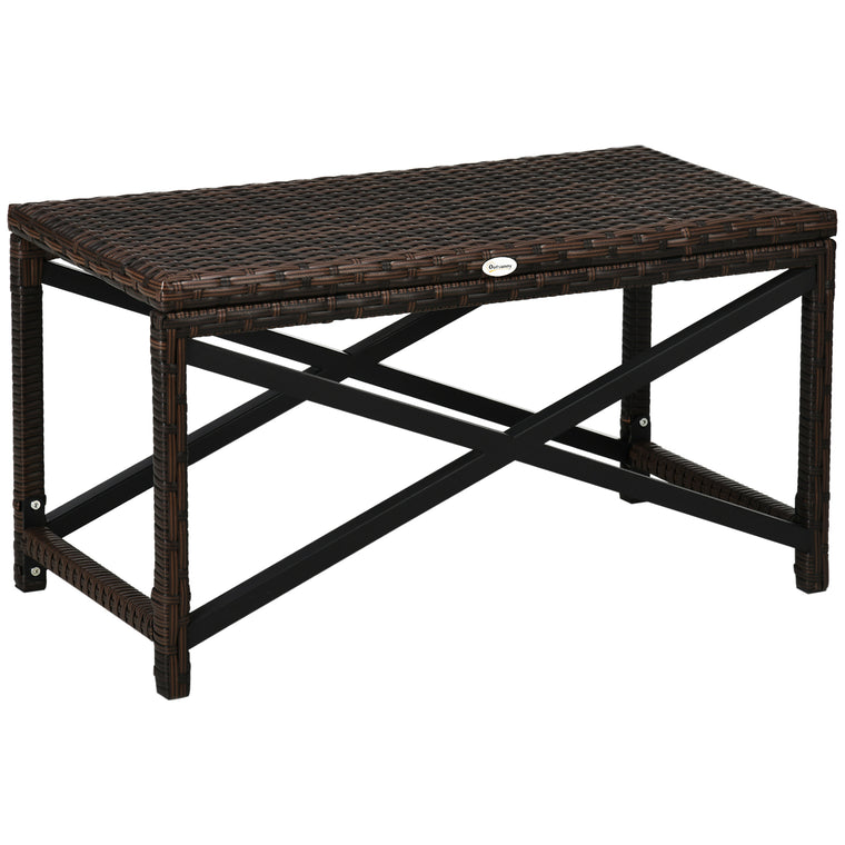 Mixed Brown Rattan End Table with Woven Top