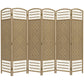 6 Panel Folding Room Divider, Portable Privacy Screen, Wave Fiber Room Partition for Home Office, Natural