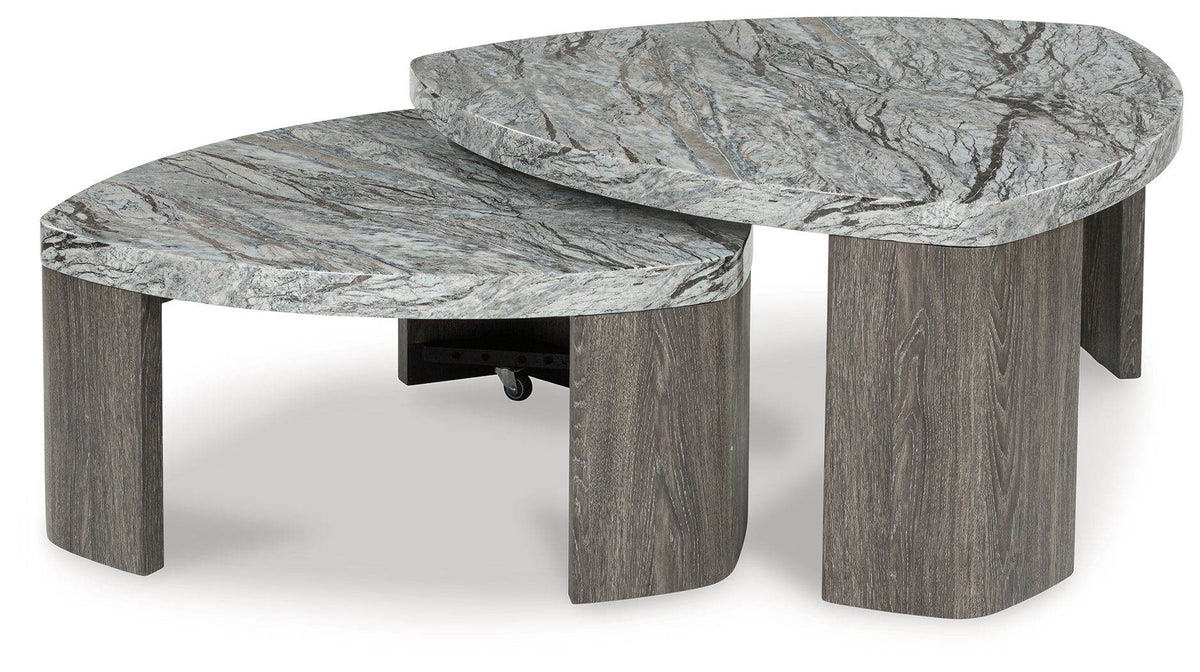 Surmour - Stacked Cocktail Table - Gray / Brown