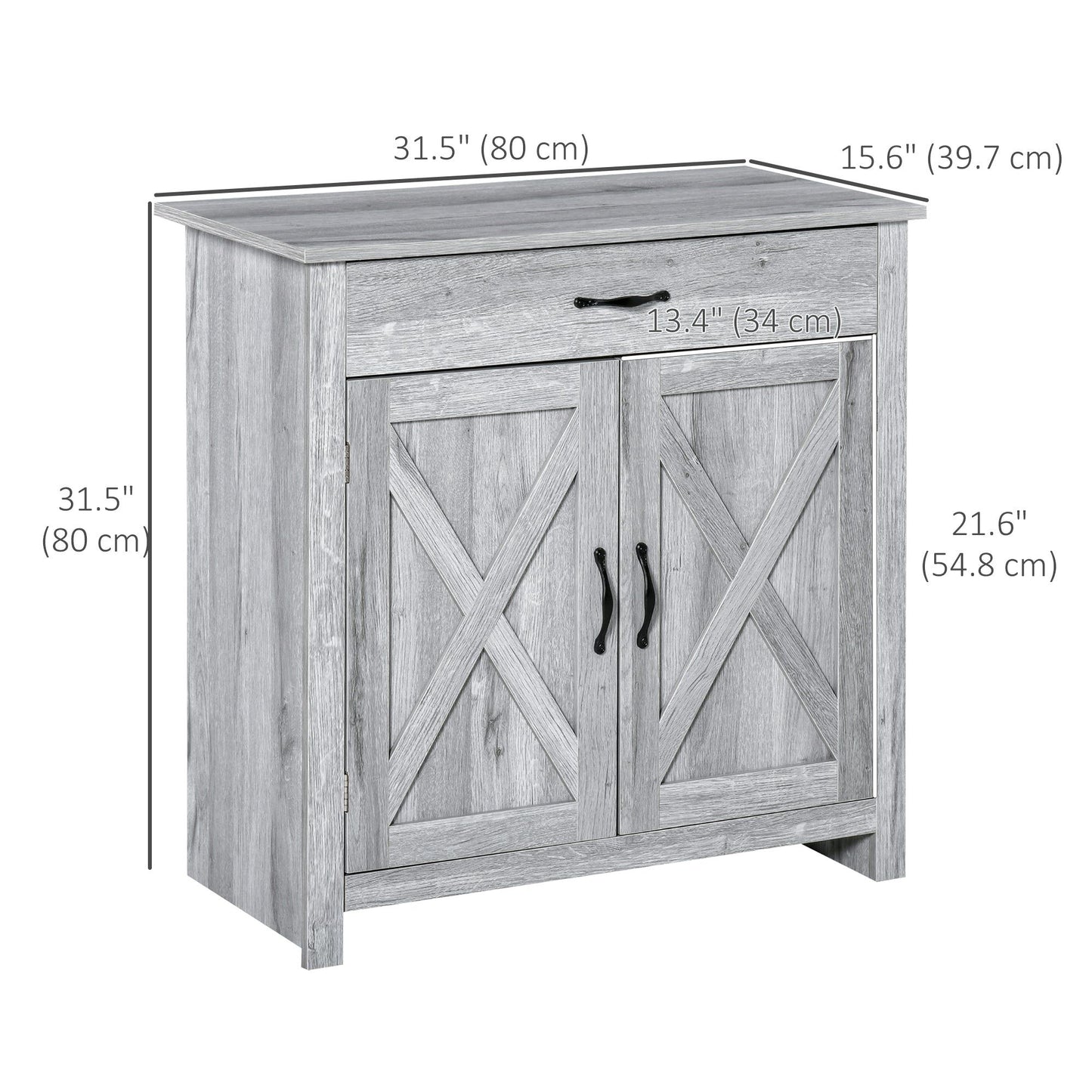 Farmhouse Sideboard Buffet with Barn Doors - Grey