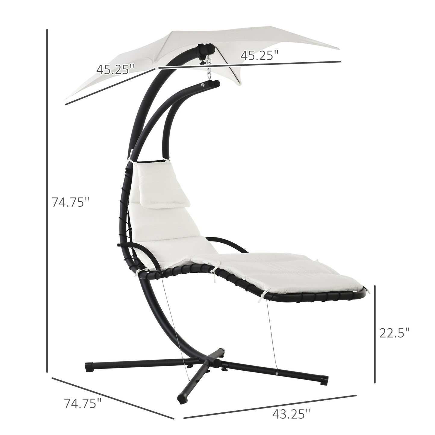 Swing Chaise with Stand Floating Chaise Lounge Cream White
