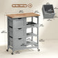 Rolling Kitchen Island Cart with 3 Drawers - Grey