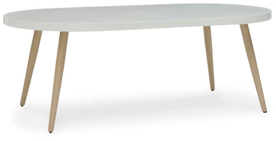 Seton Creek - White - Oval Dining Table With Umb Opt - Forward Furniture