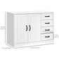 Modern Sideboard Buffet Cabinet with Drawers and Beadboard Door Cupboard Kitchen Storage Cabinet White