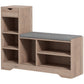 Shoe Storage Bench with Drawer and 6 Shelves - Grey