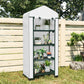 Portable Greenhouse, Outdoor Hot House Plant Flower Greenhouse with 4 Tier Shelves, PE Cover, White