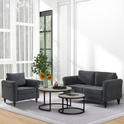 Vintage Accent Armchair with Rolled Arms - Dark Grey