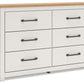 Linnocreek - White / Warm Brown - Six Drawer Dresser