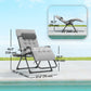 Padded Folding Recliner Chair, Patio Lounger with Cupholder, Adjustable Backrest, Removable Cushion, Grey