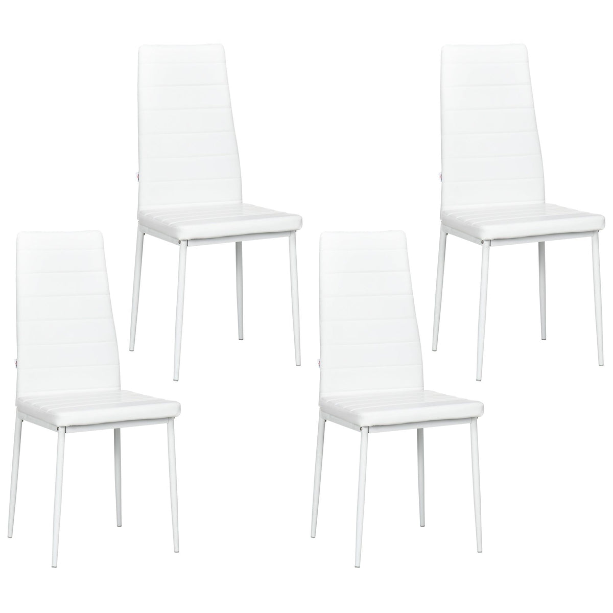 Set of 4 High-Back PU Leather Dining Chairs - White