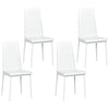 Set of 4 High-Back PU Leather Dining Chairs - White