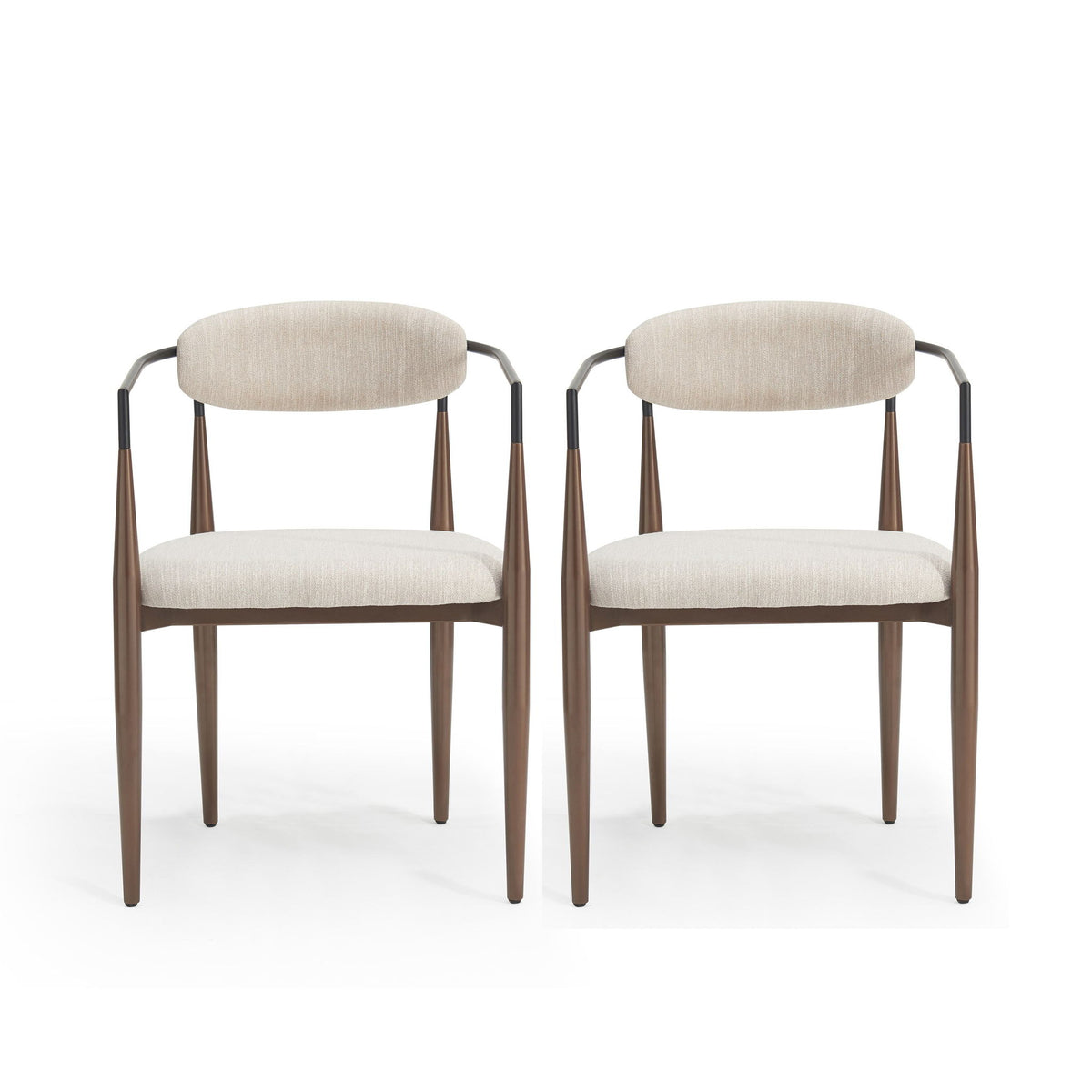 Set of 2 Modern Dining Chairs with Iron Frame and Gold Accent, Dining Seats for Ultimate Comfort and Style, 23" L x 22" W x 31.5" H, Beige+Black