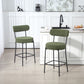 Set of 2 Barstools, Upholstered Corduroy Bar Stools with Backrest, Footrest for Kitchen Island, Dining Room, Green