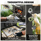 20" Charcoal BBQ Grill Barbecue on Wheels with Adjustable Charcoal Pan, Spacious Cooking Area, 3 Shelves, Thermometer