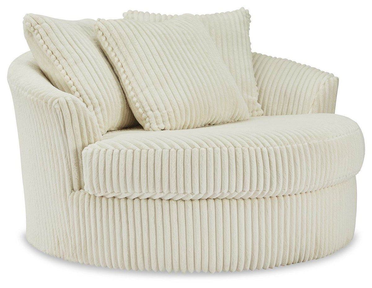 Lindyn - Oversized Swivel Accent Chair - Fabric - Ivory
