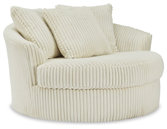 Lindyn - Ivory - Oversized Swivel Accent Chair - Fabric