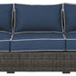 Grasson - Brown / Blue - Sofa with Cushion