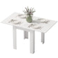 55" Extendable Dining Table for 4-6 Person, Kitchen Table with PU Handle and Felt Pads for Small Spaces, White