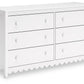 Hallityn - White - Six Drawer Dresser