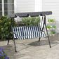 3-Seater Outdoor Porch Swing with Adjustable Canopy, Patio Swing Chair for Garden, Poolside, Backyard, Grey and White