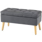 Velvet Storage Ottoman Bench with Wood Legs - Charcoal Grey