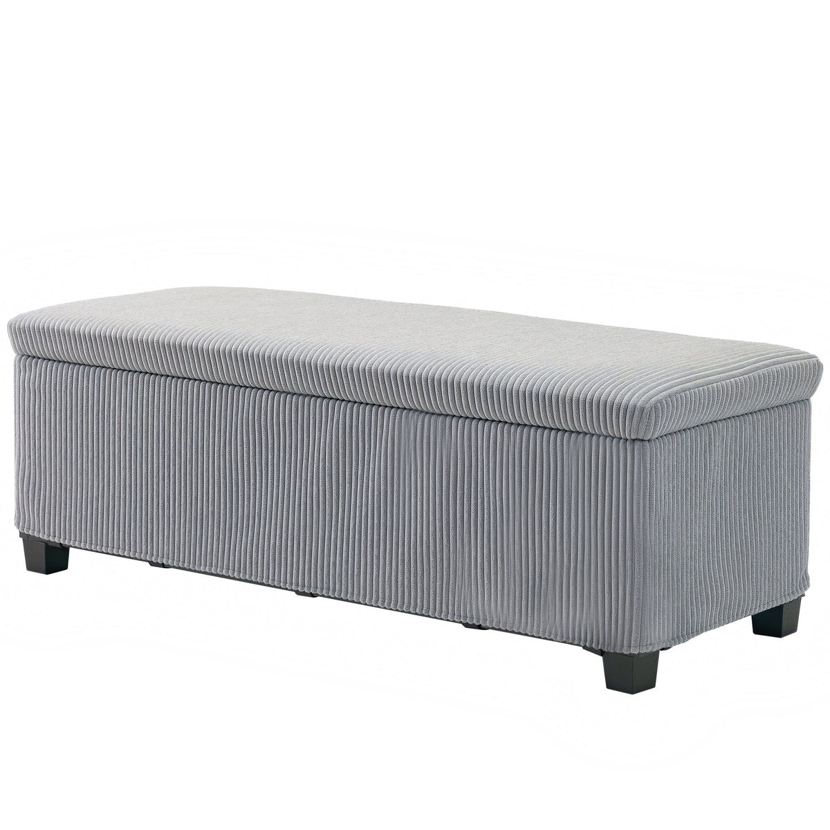 44" Corduroy Storage Ottoman Bench - Light Grey