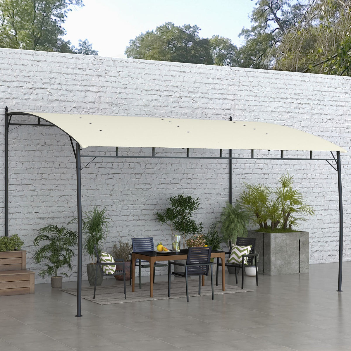 10' x 13' Backyard Pergola with UV30+ Protection Canopy and Steel Frame for Porch, Patio, Deck, Cream White