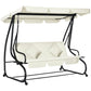 3 Seater Patio Swing Chair Convertible Cushioned Bed Outdoor Porch with Canopy and Pillow